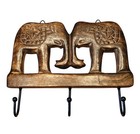 Elephant Wooden Bohemian Brown Carved Wooden Wall Hanging Entryway 3 Key Hook