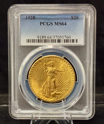 1928 $20 Saint Gaudens Double Eagle Pre-33 Gold Coin - PCGS MS64