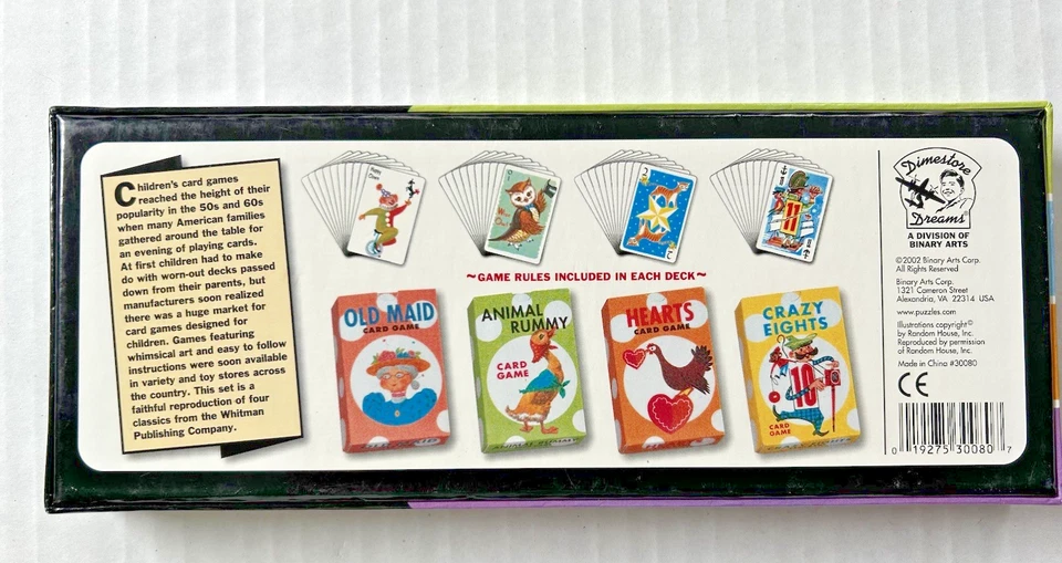 Four Children's Card Games Old Maid, Rummy, Hearts, Crazy Eights Boxed Set NEW - Image 2 of 3