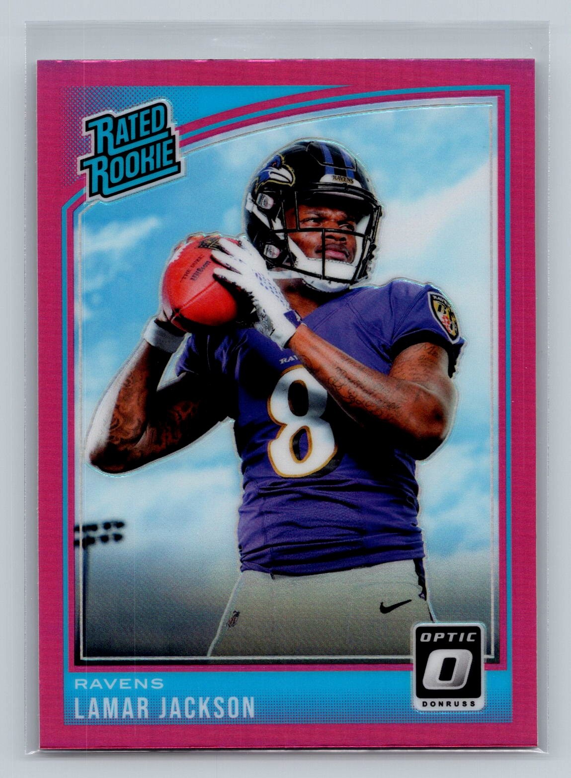 2018 Donruss Optic #167 Lamar Jackson Baltimore Ravens Pink RC Rated Rookie