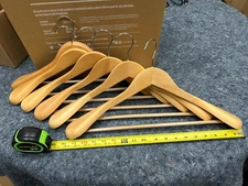 StorageWorks Extra Wide Shoulder Wood Hangers, Natural Wood Color, 6-Pack