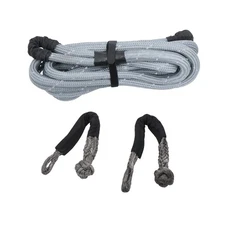 Kinetic Recovery Rope (34000Lbs 1in x 30ft) + 2PCS Synthetic Soft Shackle Gray