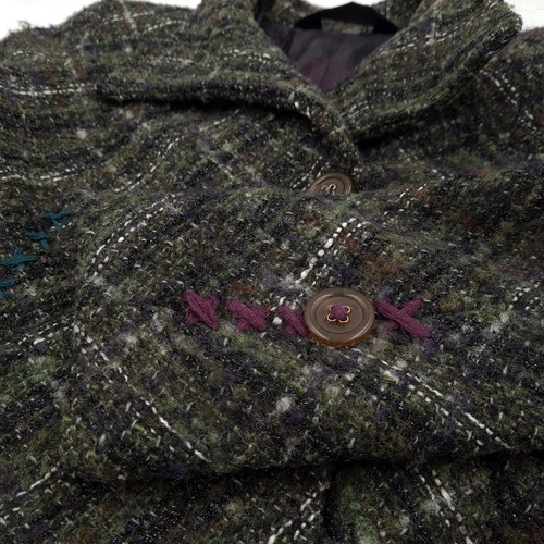 Vintage Desigual Coat Women Button Front Long Multicoloured Dv5 Size 40 - Picture 11 of 11