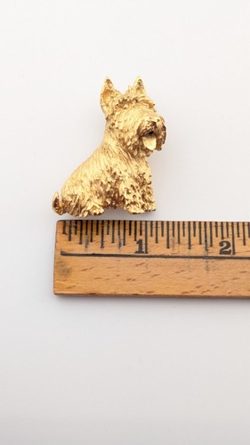 Vtg Signed Trifari Gold Tone Scottish Terrier Scottie Dog Brooch Pin - Picture 7 of 7