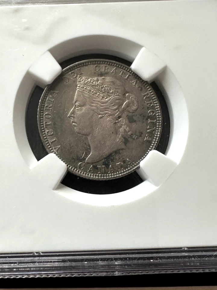 1883H  NGC Graded Canadian  ¢25 Cent, **AU-55** Cert# 008 - Image 3 of 4