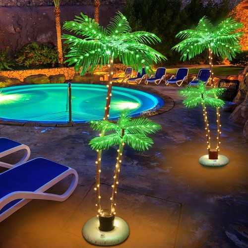OUSHENG Solar Lighted Palm Trees for Outside Patio, Bar Pool Deck Outdoor Dec... - Picture 5 of 8
