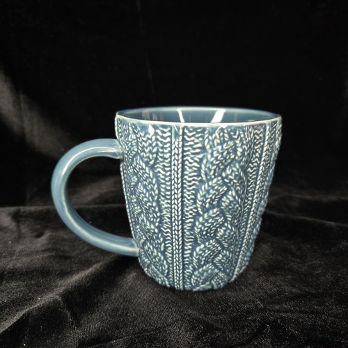 Opalhouse Blue Sweater Crochet Stoneware Coffee Mug Faux Knit 12oz