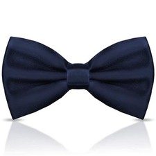 Men's Bow Ties Solid Color Pre-Tied Bow Tie Satin Formal Tuxedo Navy Blue