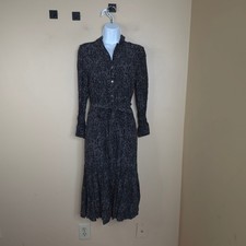 Rails Beatrice Long Sleeve Midi Shirtdress in Charcoal Abstract Animal Size S