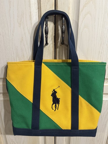 Ralph Lauren Tote Bag/Canvas/Yellow Classic Designer Women Limited Ed Purse