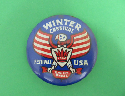 Vintage Button 1966 Winter Carnival Festivals USA Saint Paul - Eagle Design 