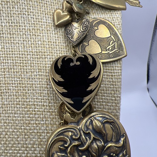 De colección Pididdly Links Kingston NY Collar Corazones Dijes Latón 24" Reposado Difícil de Encontrar Usado en Excelente Condición - Imagen 9 de 24