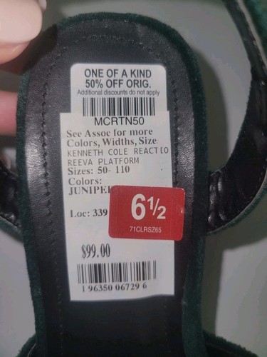 Kenneth Cole Reaction Reeva Größe 6,5 M Plateau-Sandalen in Grün Wacholder-Samt - Bild 11 von 17