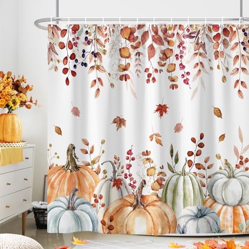 Cortina de Ducha Boho Calabaza Otoño, Granja 72"W x 72"L (Pack de 1) Naranja-01 - Imagen 3 de 7