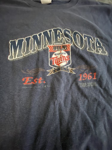 Single Stitched Vintage 1992 Minnesota Twins Xl Shirt, Blue Pinstripe - Bild 3 von 5
