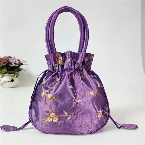 UK Seller Small Drawstring Embroidered Wedding Evening Grab Bag 1097 - Picture 14 of 15