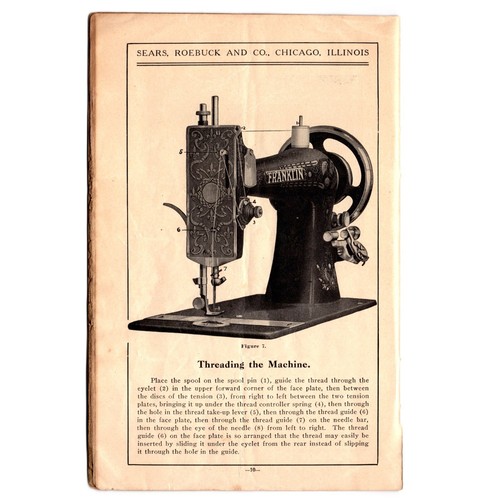 Repro Franklin Sewing Machine Instruction Manual Rotary Treadle Sears & Roebuck - Picture 2 of 3