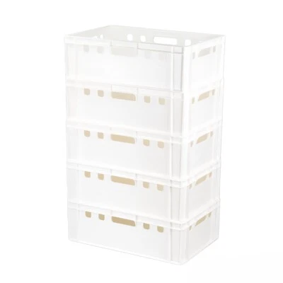 5 Stück Eurokasten E2 Metzgerkiste Lagerkiste Stapelkasten in Weiß