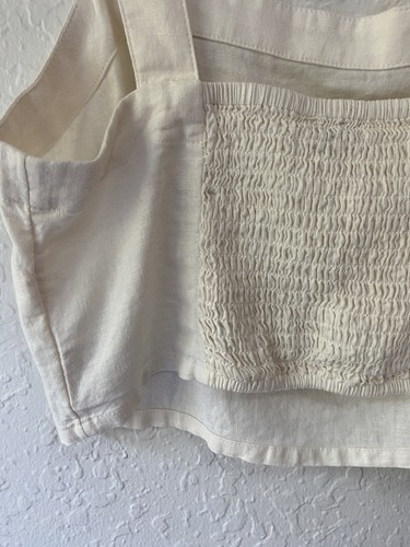 Top corto Abbie de lino para mujer MADEWELL pequeño NF236 $62 faro blanco roto - Imagen 7 de 11