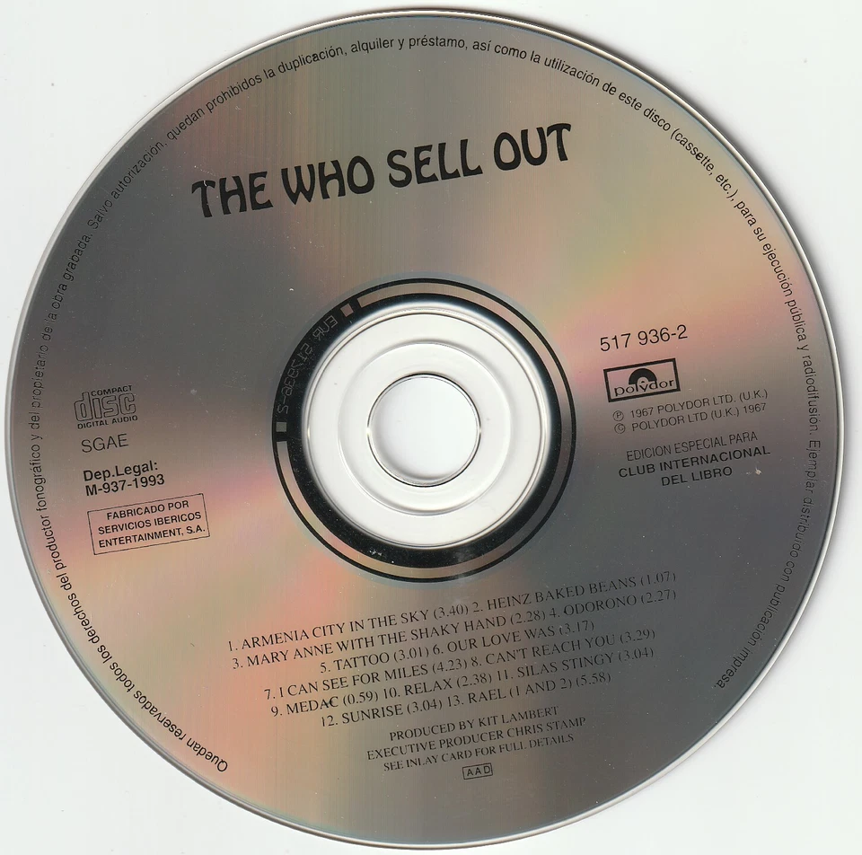 THE WHO Sell Out UNIQUE SPANISH CD SPAIN M- - Imagen 3 de 3