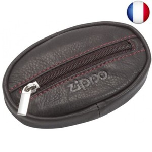 Zippo Pochette Porte-Monnaie en Cuir véritable pour Homme et Femme Moka