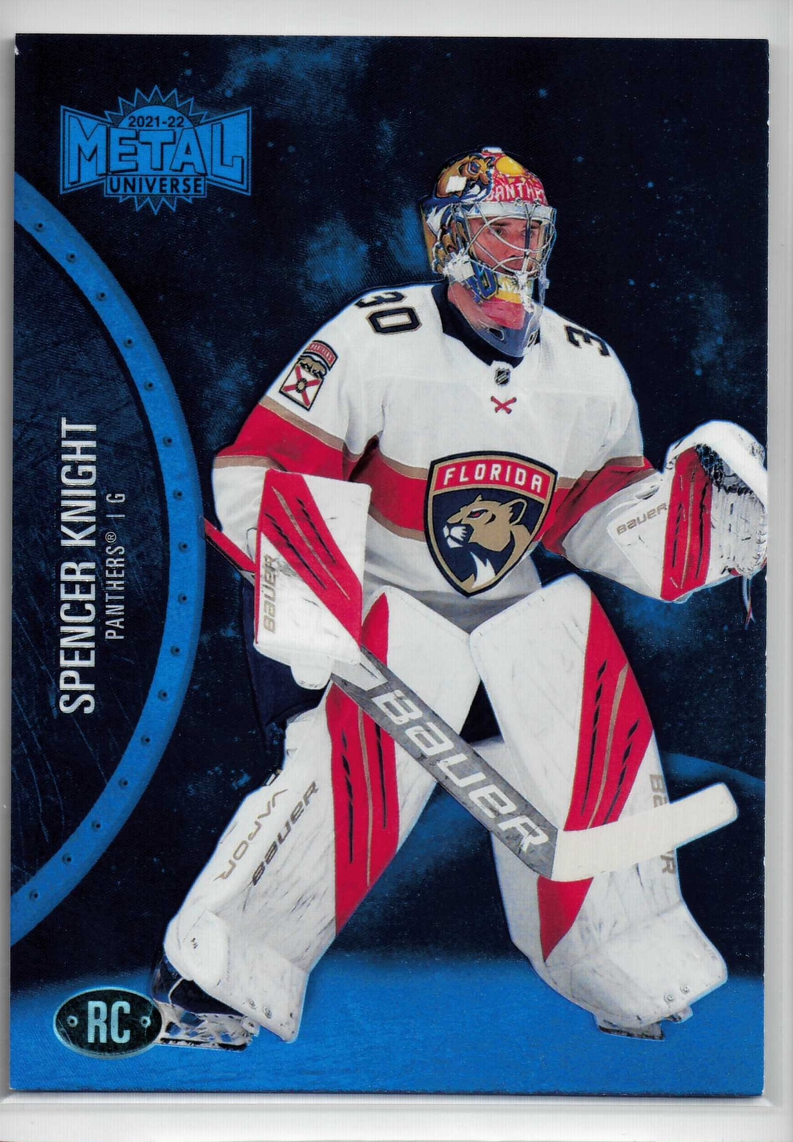 2021-22 SkyBox Metal Universe #160 Spencer Knight Blue Spectrum