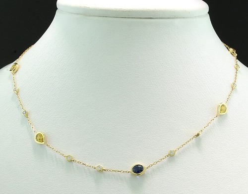 Saphir Brillant Collier Kette total 2,44 carat 750 Gelbgold Wert 4.530 € NEU - Bild 3 von 3