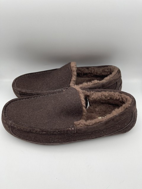 UGG Australia Mens Ascot Brown Wool Blend Seude Slippers S/N 3233 Size