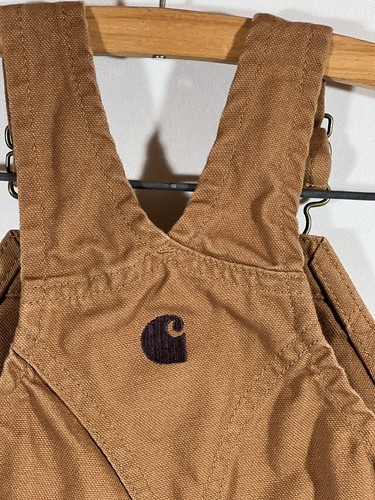 Carhartt Denim Kids Baby 12M Brown 100% Cotton Denim Inside Leg Snap Overalls - Picture 23 of 24