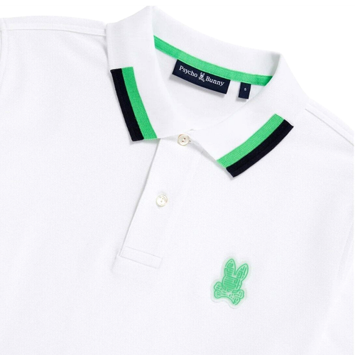 PSYCHO BUNNY Herren XXL PISANI POLO Shirt Tipped PIMA Baumwolle Premium ICE Weiß - Bild 3 von 11