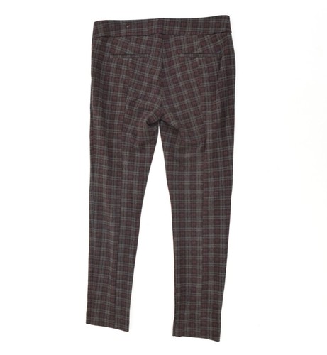 Pantalones Ann Taylor 6 Rojo y Gris Cuadros Elastizados Ponte Tejido Firma Ajustado Tobillo - Imagen 3 de 5