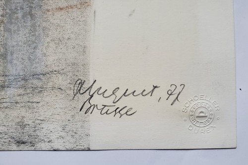Dibujo Lápiz Técnica de Mezcla Ciudad de Brujas Hans Pluquet Firmado 1977 - Imagen 11 de 13
