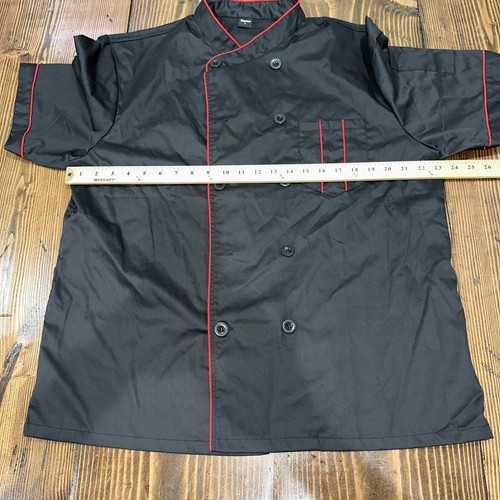 Toptie Large Short Sleeve Chef Top - Black/Red - Picture 3 of 8