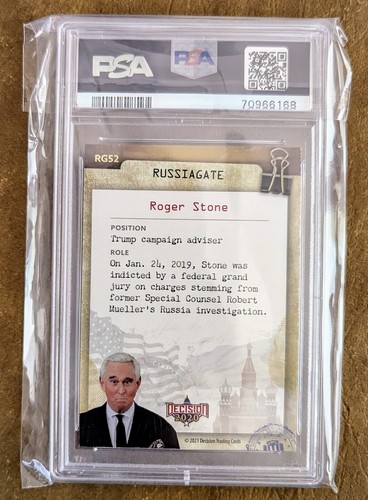 Decision 2020 ROGER STONE RUSSIAGATE PREVIEW RG52 10/10 PSA 9 - Picture 4 of 4
