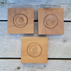 Bullseye Rosette Corner Molding Block Hardwood New 3 5/8" x 3 5/8" x 1" Set of 3