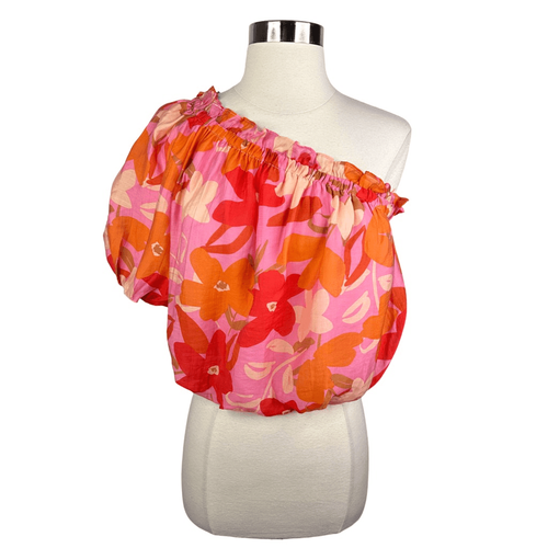 ASTR The Label Atlanta Top in Pink & Rot Multi Floral Gr. Medium Cropped Boho