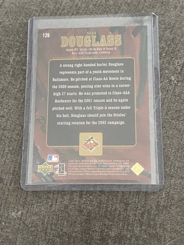 2001 Upper Deck Sean Douglass Gold Glove #126 /100 Golden Debuts - Bild 2 von 2