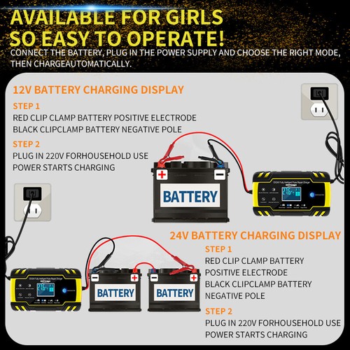 Automatic 12V/8A 24V/4A Battery Charger Maintainer for Motorcycle Boat AGM - Picture 9 of 9