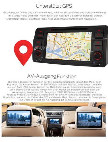 Android 5.1 Autoradio Quad-Core DVD GPS BT Navigation DAB+ Für BMW E46 3er M3 - Bild 8 von 12