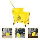 20L Mop Bucket with Wringer Metal Handle on Wheels for Floor Cleaning Yellow