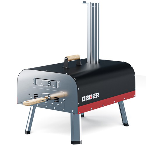 Horno para pizza al aire libre SLSY de 13 pulgadas de acero inoxidable portátil rotación lateral leña - Imagen 10 de 23