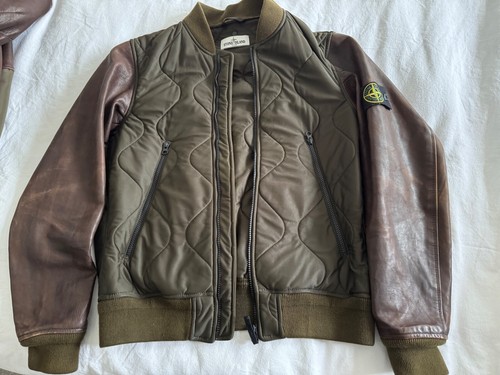 Stone Island Anniversary Khaki & Brown Waxed Leather 3 in 1 Coat Size Large - Picture 20 of 22