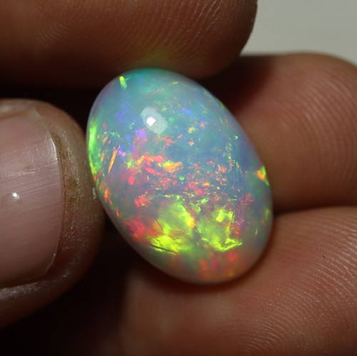 12,4 Karat 21,7x14,8 mm Natürlicher Grün Rosa Rot Feuer Äthiopischer Opal Oval Cabochon - Bild 3 von 14