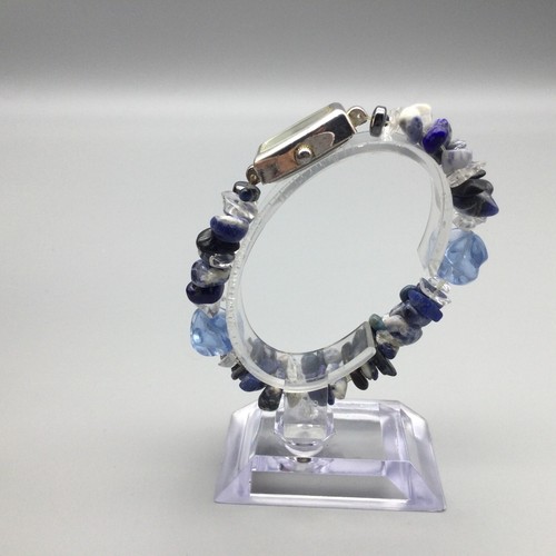 Geneva Watch Women 21mm Silver Tone Blue Beaded Stretch Band New Battery - Picture 5 of 14
