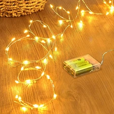 Fairy Lights Battery Operated, Twinkle String Lights Waterproof Silver Wire 5 Fe