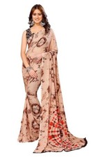 New Indian Georgette Saree With Unstitched Blouse Party Wedding Wear For women