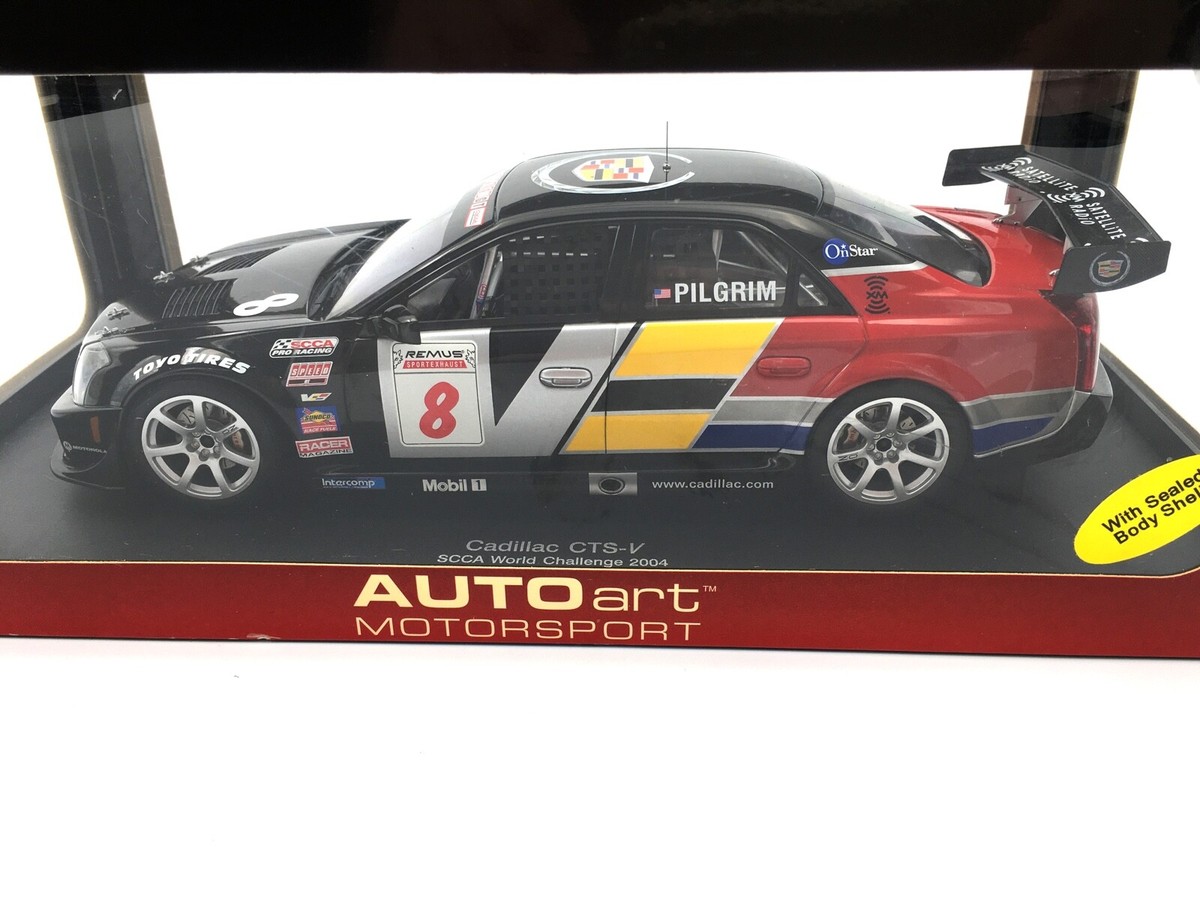 Miniature CADILLAC CTS-V 2004 SCCA N°8 Pilgrim 1/18 AUTOart 80426 - Noir