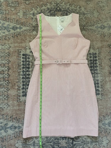 NWT J.Crew Red & White Striped Belted Seersucker A Line Dress Women’s Size 14 - Picture 6 of 6