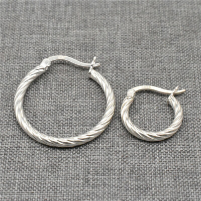 2 Pairs Sterling Silver Eurowire Earring Hoops 925 Silver Ear Wire Component