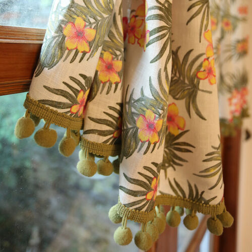 1X Dust Proof Floral Curtain Short Pastoral Drape Balcony Decoration Rod Pocket - Foto 1 di 10